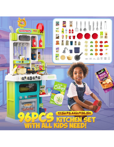 Juego de Cocina para Niños Max & Deril 96 Piezas Verde