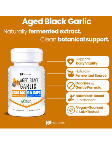 Cápsulas de Ajo Negro Envejecido 2000 mg HealthFare | 90 Veganas