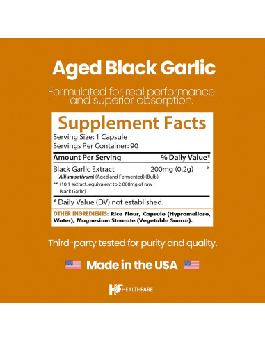 Cápsulas de Ajo Negro Envejecido 2000 mg HealthFare | 90 Veganas