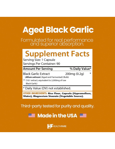 Cápsulas de Ajo Negro Envejecido 2000 mg HealthFare | 90 Veganas