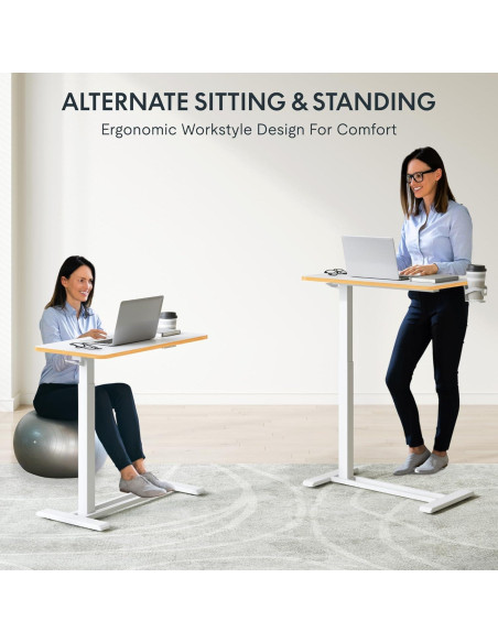 Escritorio de pie móvil FLEXISPOT ajustable 66-106 cm Arce Blanco