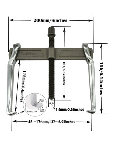 Extractor de 2 Garras MANNIFEN LM120304 20 cm para Rodamientos