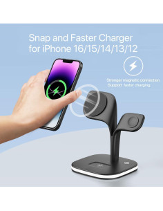 Estación de Carga Inalámbrica EXW 3 en 1 para iPhone y Apple Watch 2