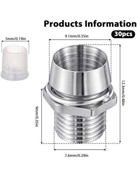30 Soportes LED de 5mm InnoHHustle de Cobre para Panel