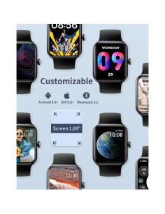 Reloj Inteligente AEAC Negro 1.8" Bluetooth Llamadas IP68 2