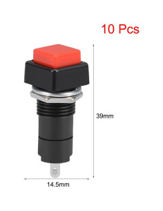Interruptor de Botón Momentáneo Rojo uxcell 12mm SPST NO - 10 Pcs 2