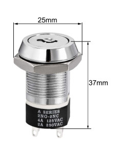 Interruptor de Botón de Bloqueo por Llave uxcell 19mm 2 Posiciones 2