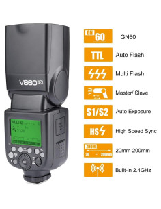 Flash Godox V860II-C E-TTL para Canon - GN60, 1.5s Reciclaje 2