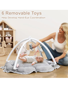 Gimnasio de Juego 5 en 1 para Bebés Gris - Alfombra Suave 118 cm 2