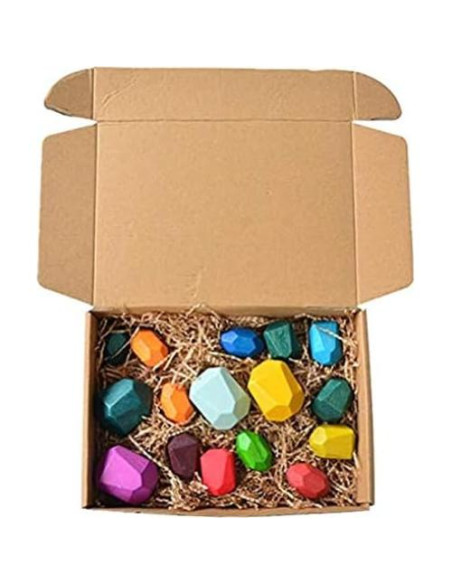 16 Bloques de Madera Montessori Atzi Hats - Juguete Educativo