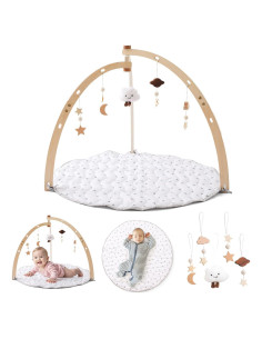 Gimnasio de Juego de Madera Plegable PGM-3 con Alfombra y Juguetes