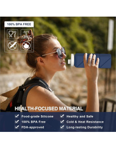 Botella de Agua Plegable 610ml BEAUTAIL Silicona Azul Oscuro 2