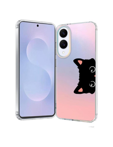 Funda Transparente Mate Ftonglogy para Samsung Galaxy S25 Edge - Diseño Floral Orejas de Gato