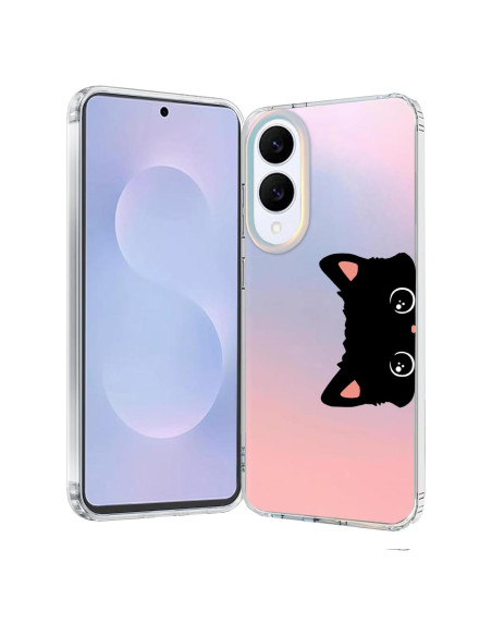 Funda Transparente Mate Ftonglogy para Samsung Galaxy S25 Edge - Diseño Floral Orejas de Gato