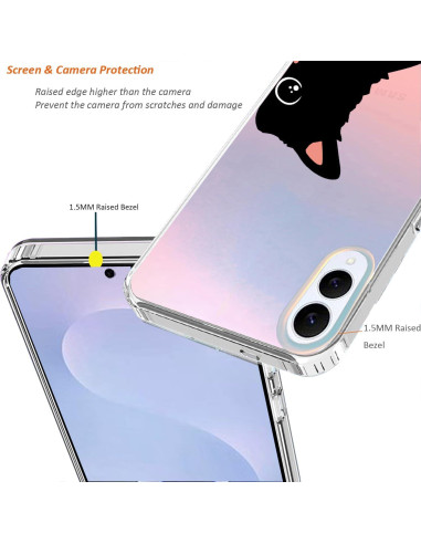 Funda Transparente Mate Ftonglogy para Samsung Galaxy S25 Edge - Diseño Floral Orejas de Gato