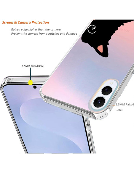 Funda Transparente Mate Ftonglogy para Samsung Galaxy S25 Edge - Diseño Floral Orejas de Gato