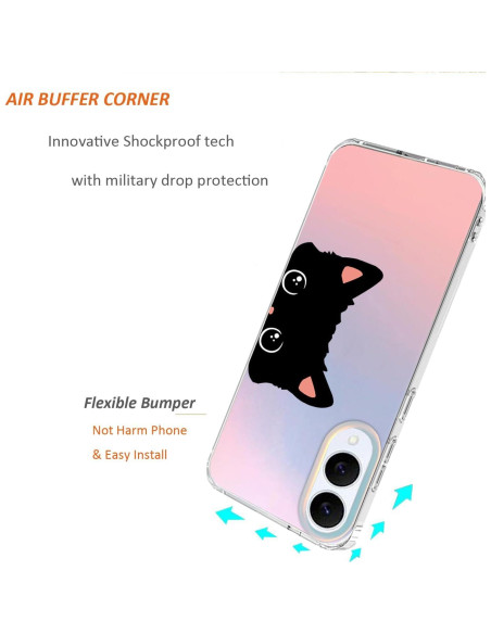 Funda Transparente Mate Ftonglogy para Samsung Galaxy S25 Edge - Diseño Floral Orejas de Gato