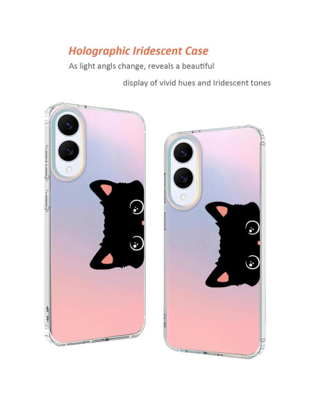 Funda Transparente Mate Ftonglogy para Samsung Galaxy S25 Edge - Diseño Floral Orejas de Gato