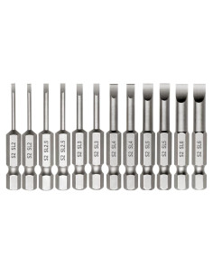 Juego de 12 Puntas de Destornillador Ranurado Saipe 50 mm