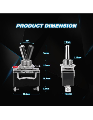 Interruptor de Palanca Nilight 90012E 15A 250V 5 Piezas