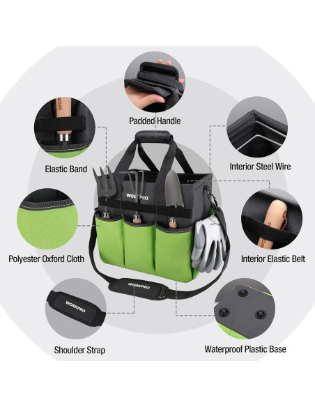 Bolsa de Herramientas de Jardín WORKPRO 10 Bolsillos Verde