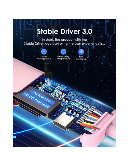 Hub USB-C LENTION CB-CE18 7 en 1 Oro Rosa 100W HDMI 4K