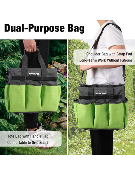 Bolsa de Herramientas de Jardín WORKPRO 10 Bolsillos Verde