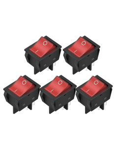 Interruptor Rocker DaierTek 12V 30A DPST con Luz LED Roja - 5 Pcs