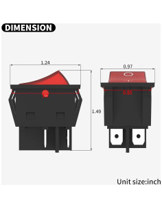 Interruptor Rocker DaierTek 12V 30A DPST con Luz LED Roja - 5 Pcs 2