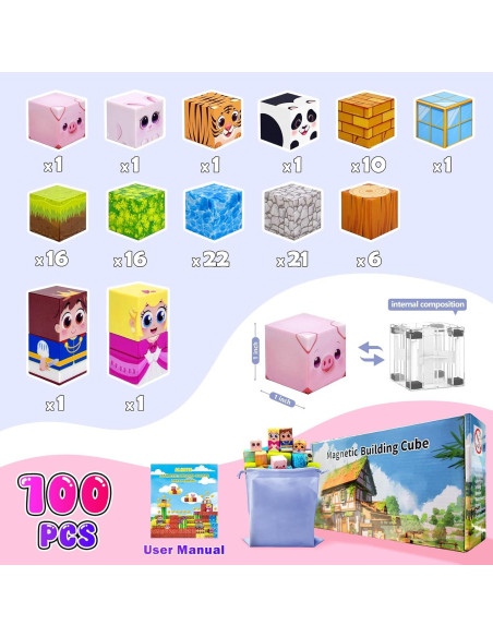 100 Bloques Magnéticos Aleath para Niños 3-12 Años - Juguetes STEM