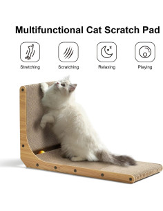 Rascador para Gatos FUKUMARU 68 cm en Forma de L con Juguete 2