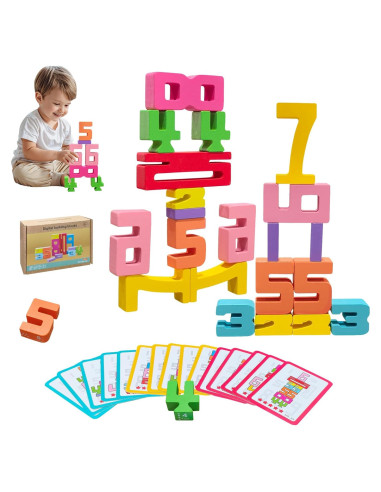 20 Bloques de Construcción de Números de Madera Montessori