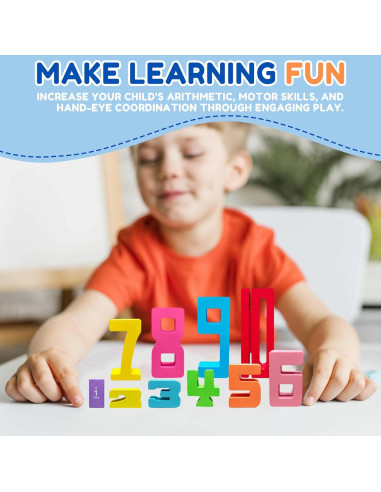20 Bloques de Construcción de Números de Madera Montessori