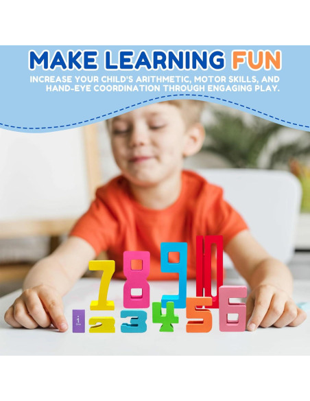 20 Bloques de Construcción de Números de Madera Montessori