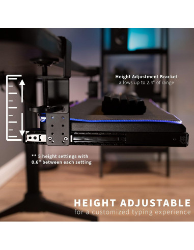 Bandeja de Teclado Ajustable VIVO MOUNT-KB05GP con Alfombrilla RGB