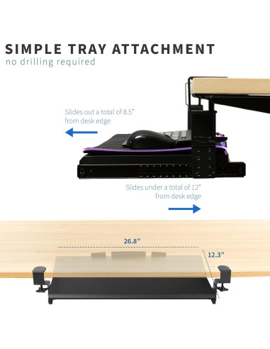 Bandeja de Teclado Ajustable VIVO MOUNT-KB05GP con Alfombrilla RGB