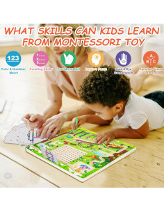 Laberinto Magnético de Madera Homelylife Dinosaurio 30x30cm 2