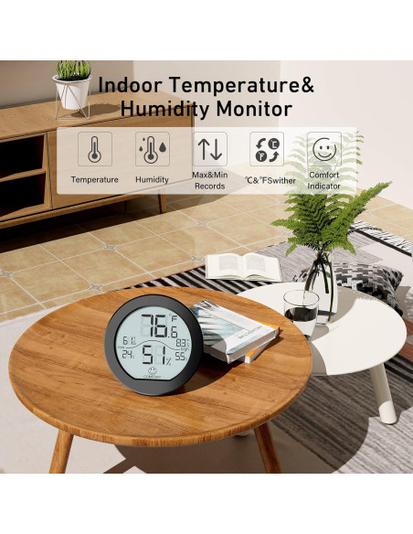 Higrómetro Termómetro SECRUI TH1 Negro para Interiores