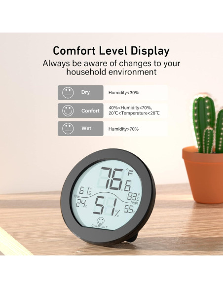 Higrómetro Termómetro SECRUI TH1 Negro para Interiores