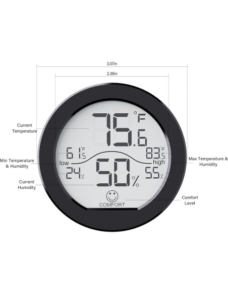 Higrómetro Termómetro SECRUI TH1 Negro para Interiores