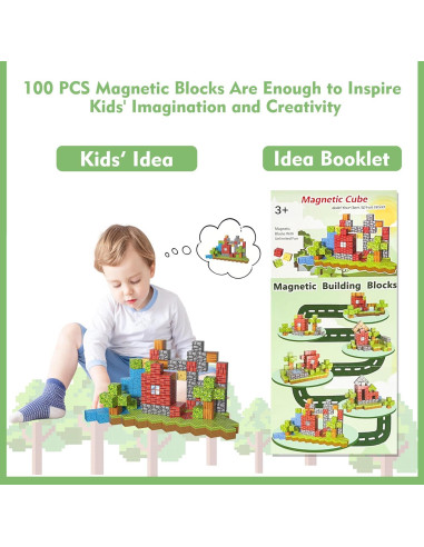 100 Bloques Magnéticos de Construcción para Niños - 2.54 cm