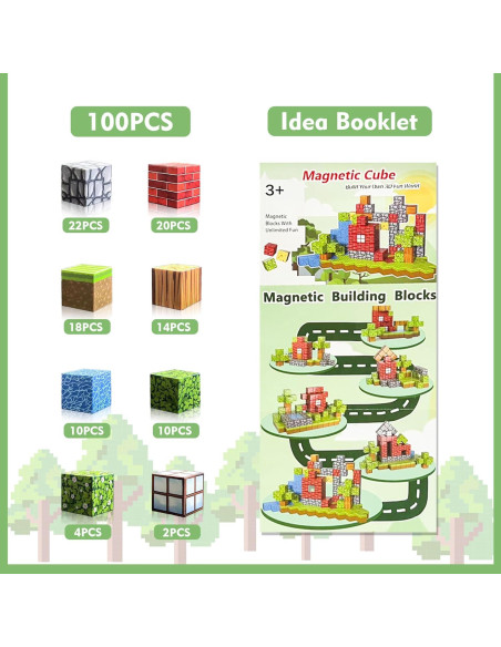 100 Bloques Magnéticos de Construcción para Niños - 2.54 cm