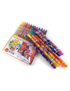 Conjunto de Lápices de Colores Pikachu 12 Crayones Giratorios