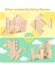 Bloques de Construcción de Madera Timfuis 64 Piezas Educativos 2