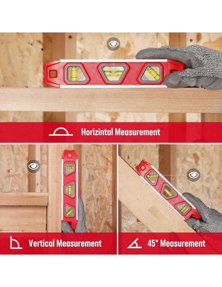 Nivel Torpedo Magnético WORKPRO 23cm con 3 Burbujas