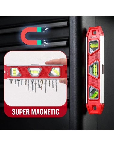 Nivel Torpedo Magnético WORKPRO 23cm con 3 Burbujas