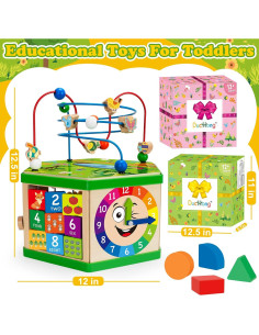 Cubo de Actividad de Madera Duchong 7-en-1 Verde 2