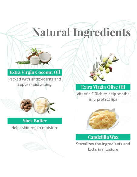 Bálsamo Labial Natural J&L Naturals | Paquete de 5 Piezas | Vegano, Ecológico