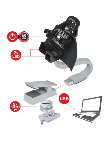 Luz de Libro Lego Star Wars Darth Vader LED Negro