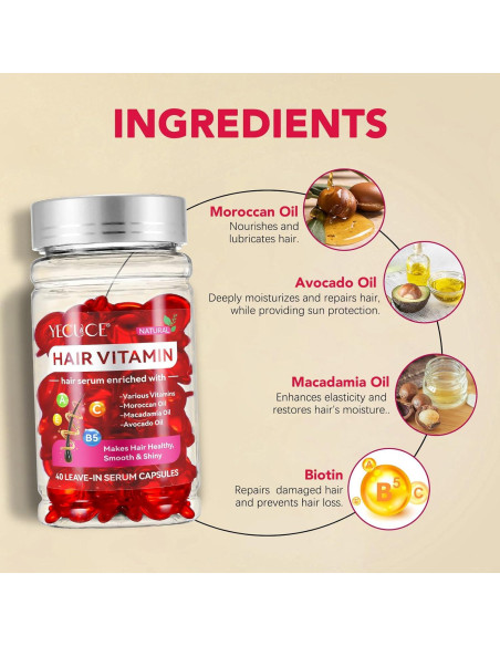 Suero de Vitamina para el Cabello J&H - 40 Cápsulas Hidratantes